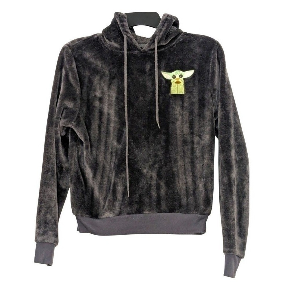 Cold Crush Star Wars Grogu Juniors Small Gray Plush Faux Fur Hoodie Baby Yoda